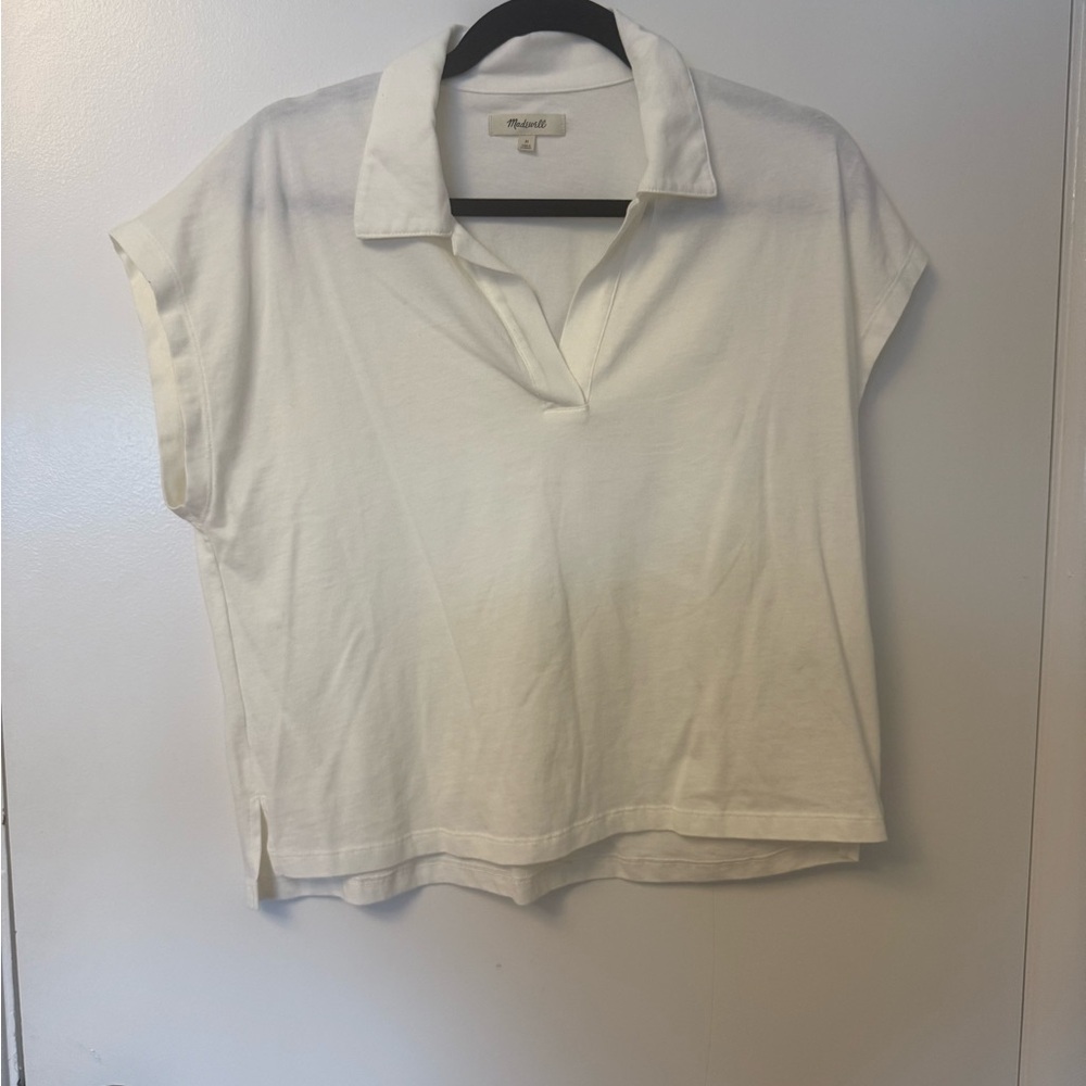 Madewell White Polo Collar top